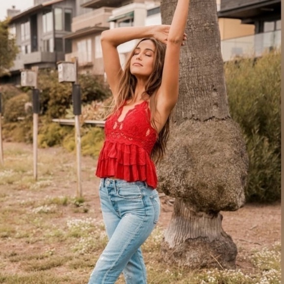 NWT Free People Adella Cami in Red - Picture 3 of 14